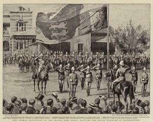 Den formelle annekteringen av Orange Free State, hyller Royal Standard i Bloemfontein